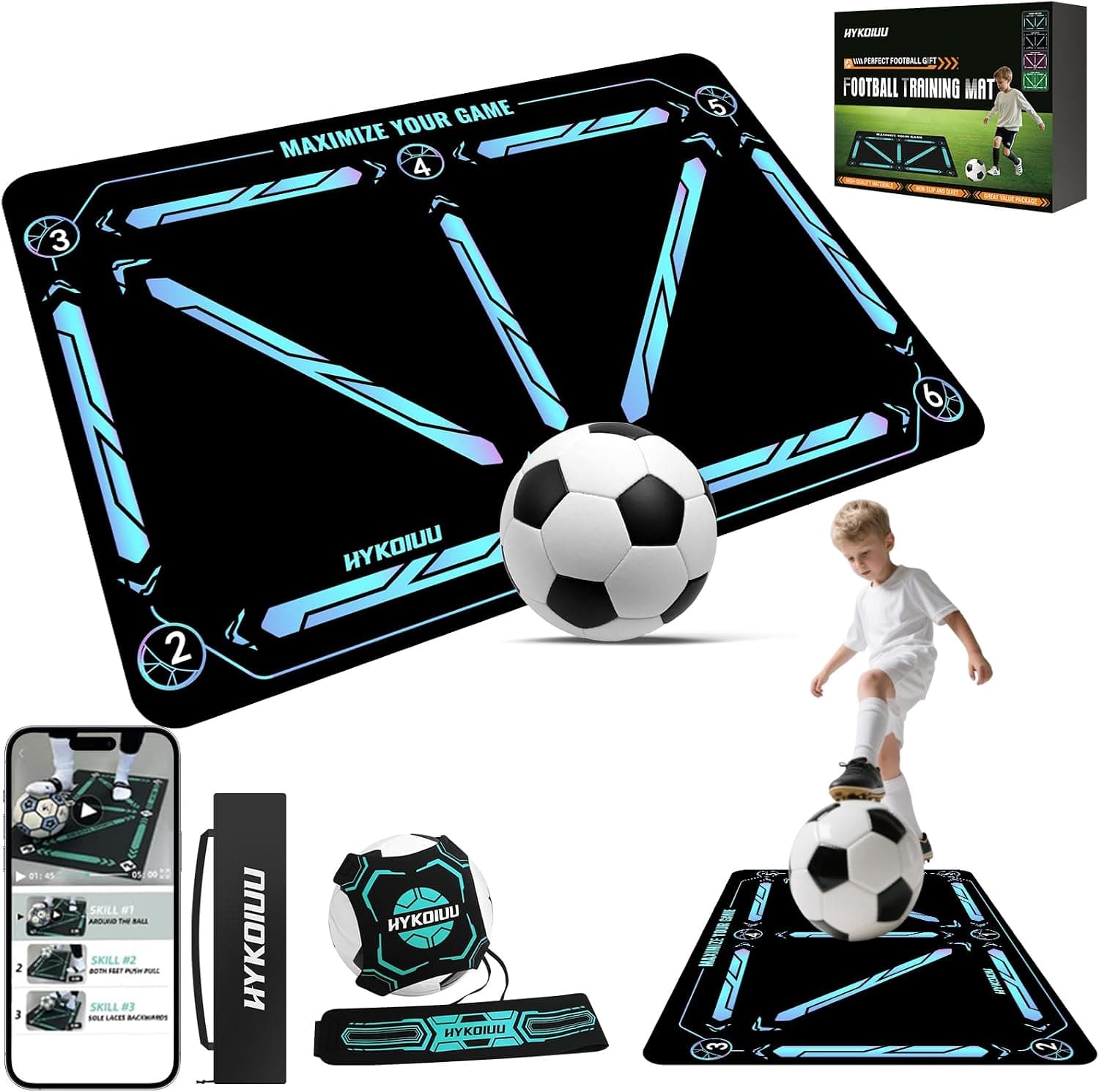 Fußball-Trainingsmatte mit Trainingsvideos für Kinder