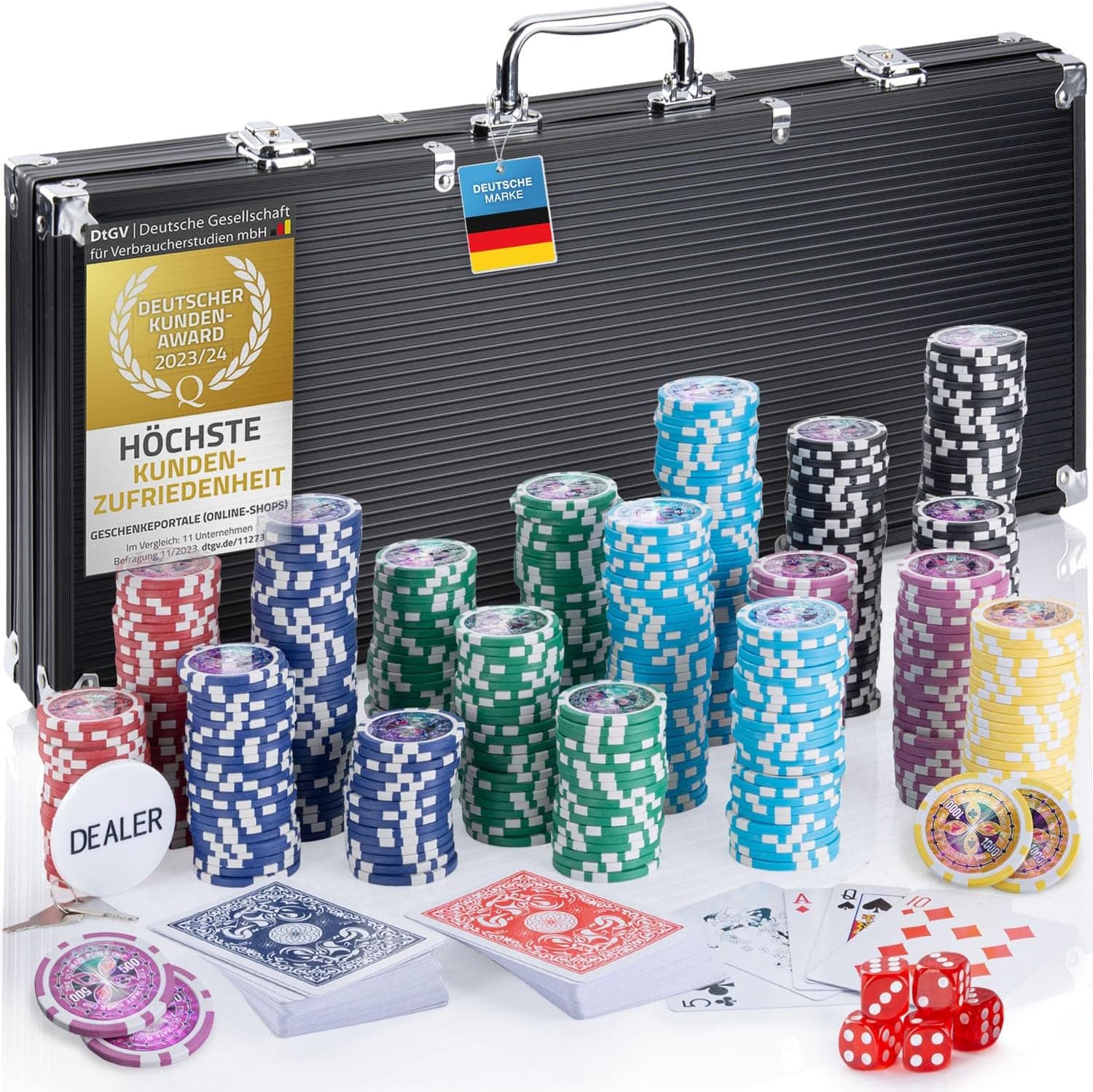 Aluminium-Pokerkoffer, 500 Chips