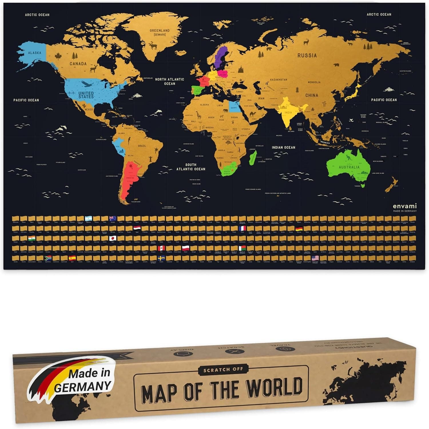 Envami Weltkarte zum Rubbeln, Gold