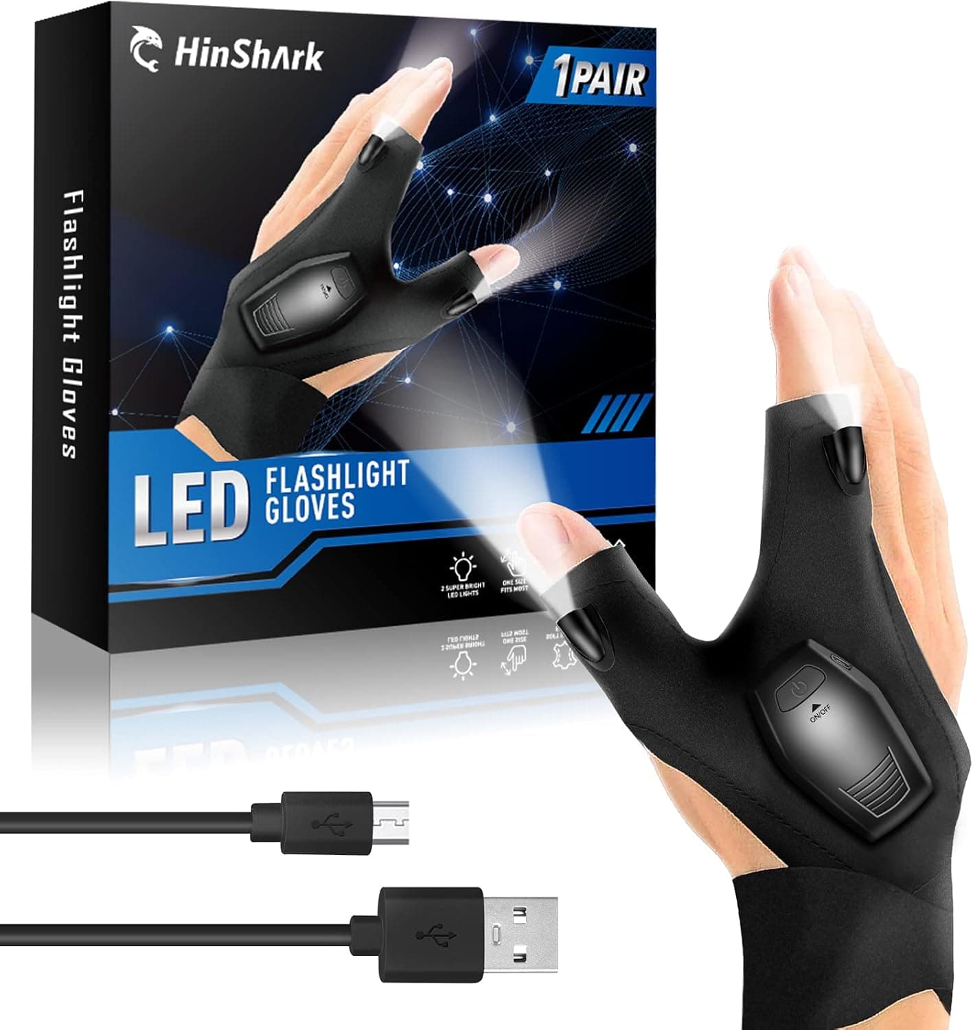 Hinshark Angelhandschuhe mit Licht