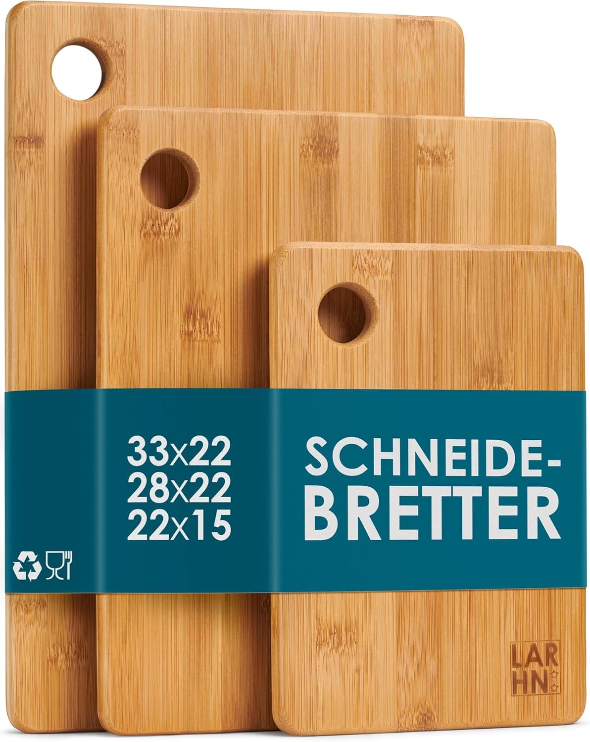 LARHN Bambus-Schneidebretter, 3er-Set
