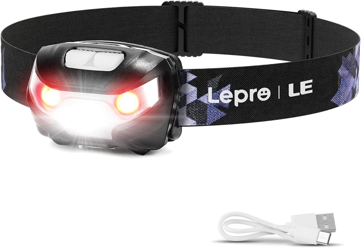 Lepro Kopflampe mit Rotlicht